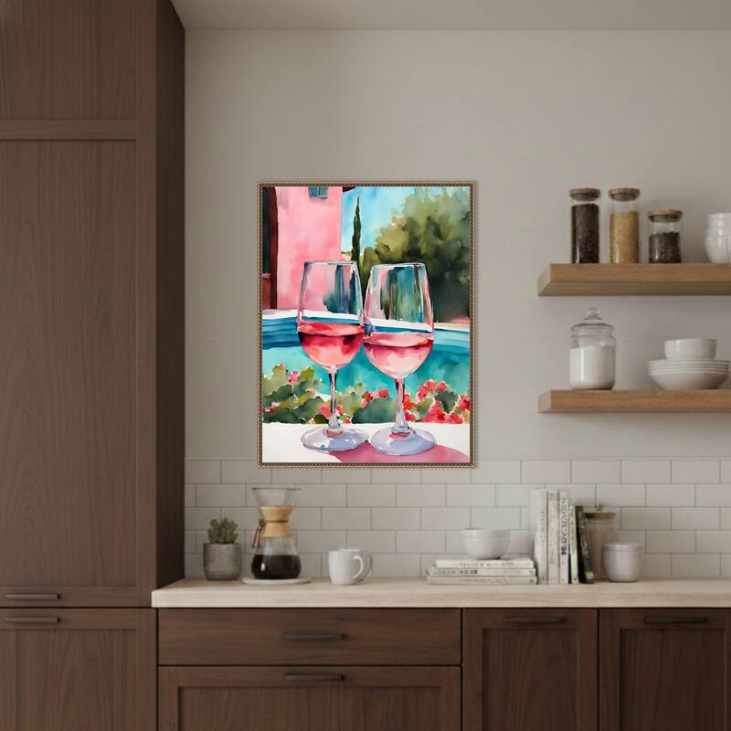 RosAc am Pool by Ohkimiko (23 x 30 in.), Framed Canvas Wall Art Print