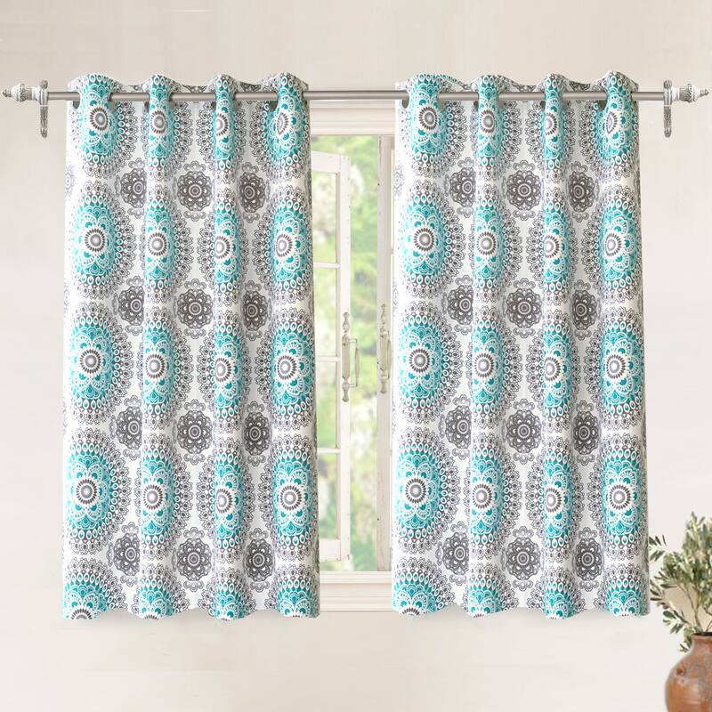 DriftAway Bella Medallion Printed Room Darkening Grommet Window Curtain Panel Pair