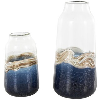 Glass Abstract Textured Swirl Decorative Vase with Gold and Cream ...