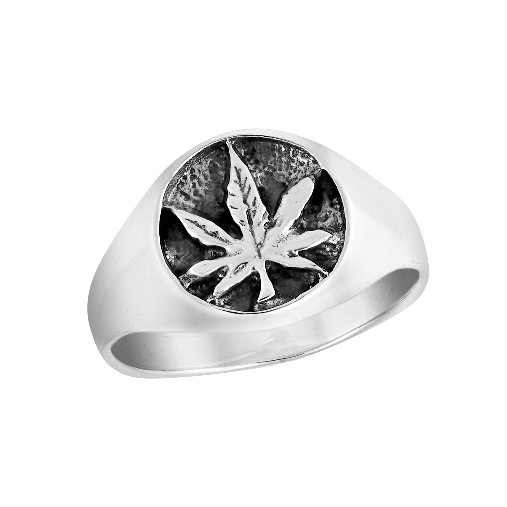 Handmade Embossed Cannabis Marijuana Weed Leaf .925 Sterling Silver Ring (Thailand) Handmade Embossed Cannabis Marijuana Weed Leaf .925 Sterling Silver Ring (Thailand)