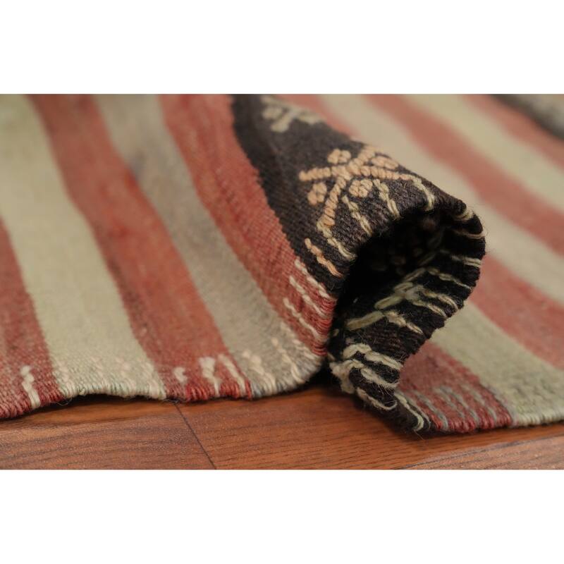 Hand Woven Oriental 100% Wool Carpet Southwestern Tribal Multi-Colored Kilim Area Rug - 9' 9'' X 5' 0''