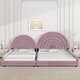 preview thumbnail 4 of 9, Separable Twin and Full Velvet Bed Set with Semicircular Headboard, Pink