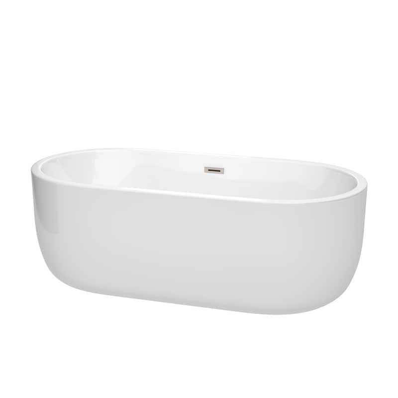 Wyndham Collection Juliette 67" Free Standing Acrylic Soaking Tub with - White / Brushed Nickel Trim