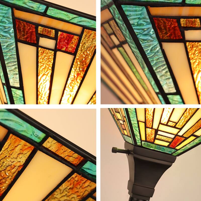 Tiffany-Style 1-Light Torchiere Floor Lamp 12" Shade