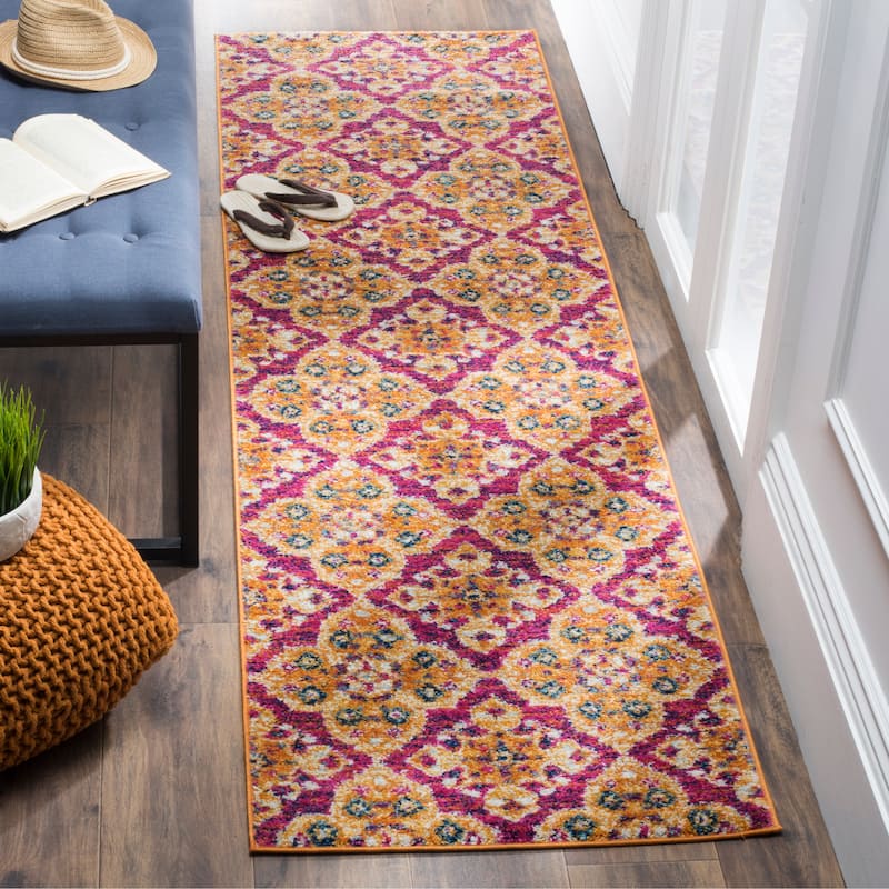 SAFAVIEH Madison Doloris Vintage Boho Oriental Rug - 2'3" x 8' Runner - Fuchsia/Gold