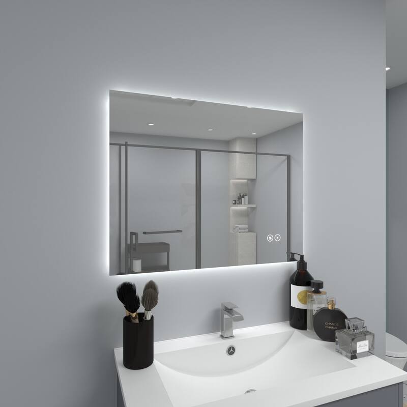 CB HOME LED Bathroom Mirror, Lighted Wall Mounted Vanity Mirror, Anti-fog, Backlit, Dimmable, Frameless, Horizontally/Vertically