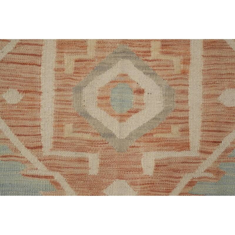 Hand Woven Oriental 100% Wool Carpet Southwestern Tribal Navy Blue & Blues Kilim Area Rug - 9' 9'' X 6' 5''