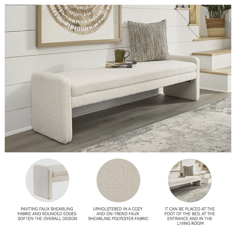 Signature Design by Ashley Lembertson Beige Accent Bench - 70.28" W x 18.5" D x 18.9" H
