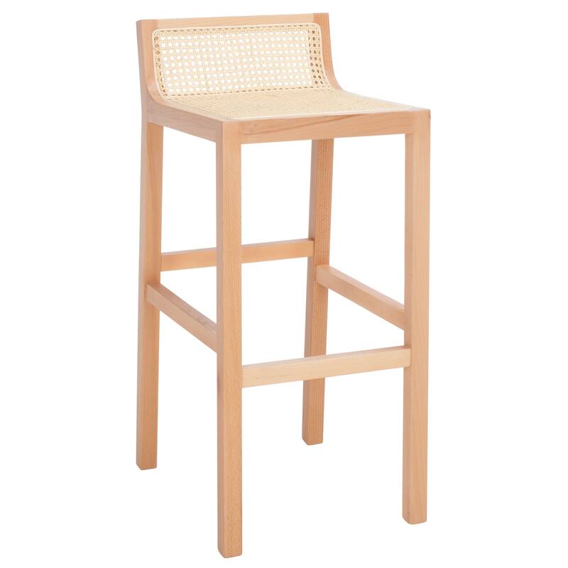 SAFAVIEH Crete Low Back Cane Bar Stool - 16" W x 20" D x 38" H - 16Wx19Dx37H