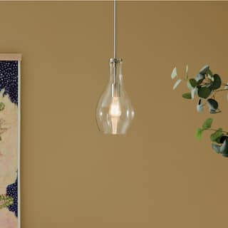 Kichler Lighting Everly 13.75 in. 1-Light Brushed Nickel Bell Pendant Light with Clear Glass