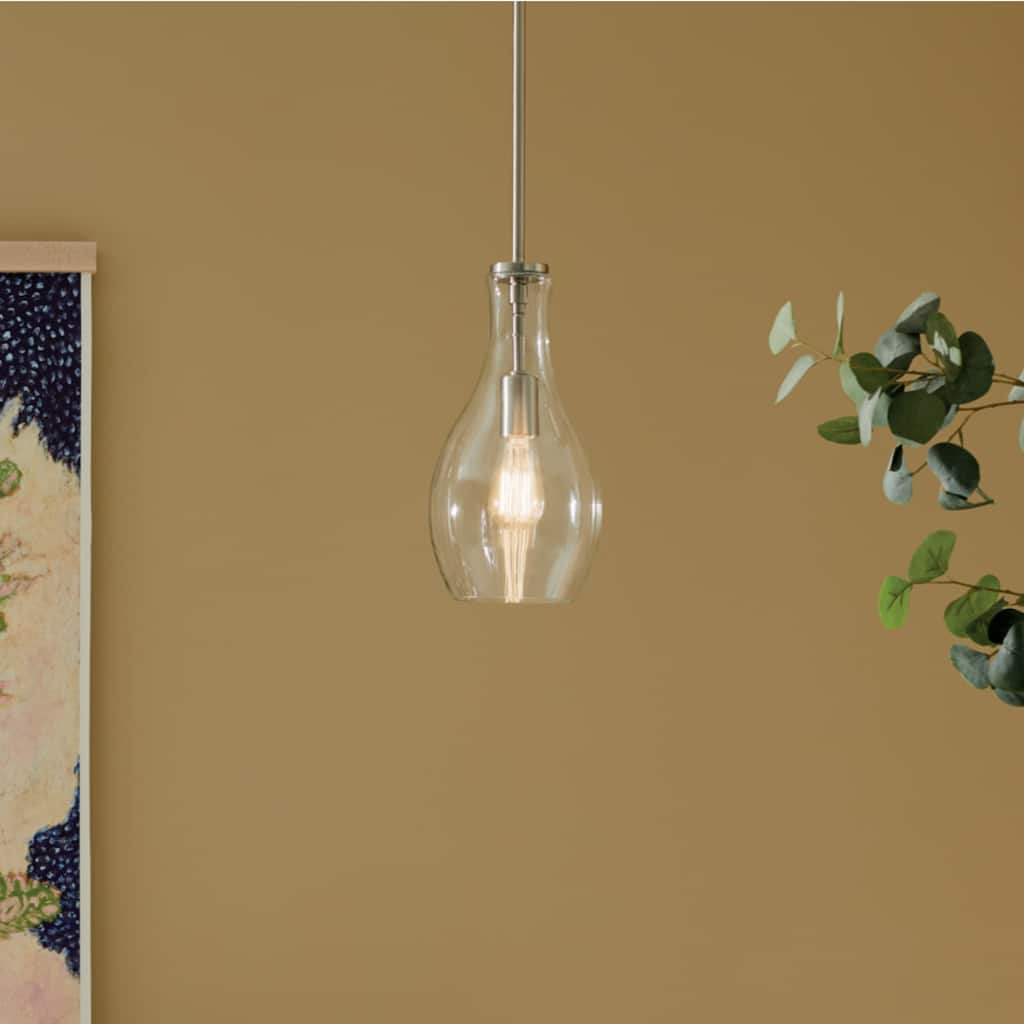 Kichler Lighting Everly 13.75 in. 1-Light Brushed Nickel Bell Pendant Light with Clear Glass