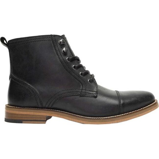 mens black leather cap toe boots