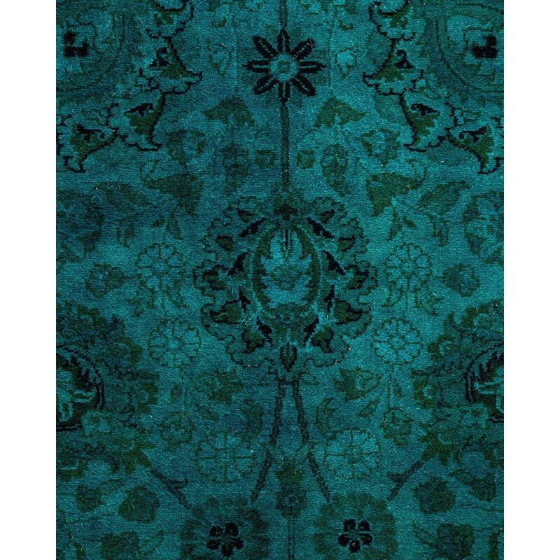 Overton Hand Knotted Wool Vintage Inspired Modern Contemporary Overdyed Blue Area Rug - 3' 2" x 5' 0"