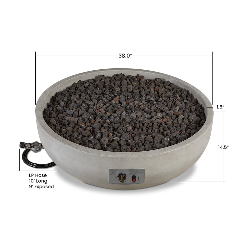 Bryce 38" LP Fire Bowl in Fog Made in the USA by Real Flame