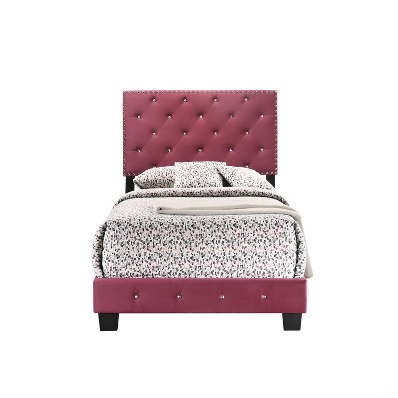 Twin Size Velvet Platform Bed with Sturdy Frame and Easy Assembly