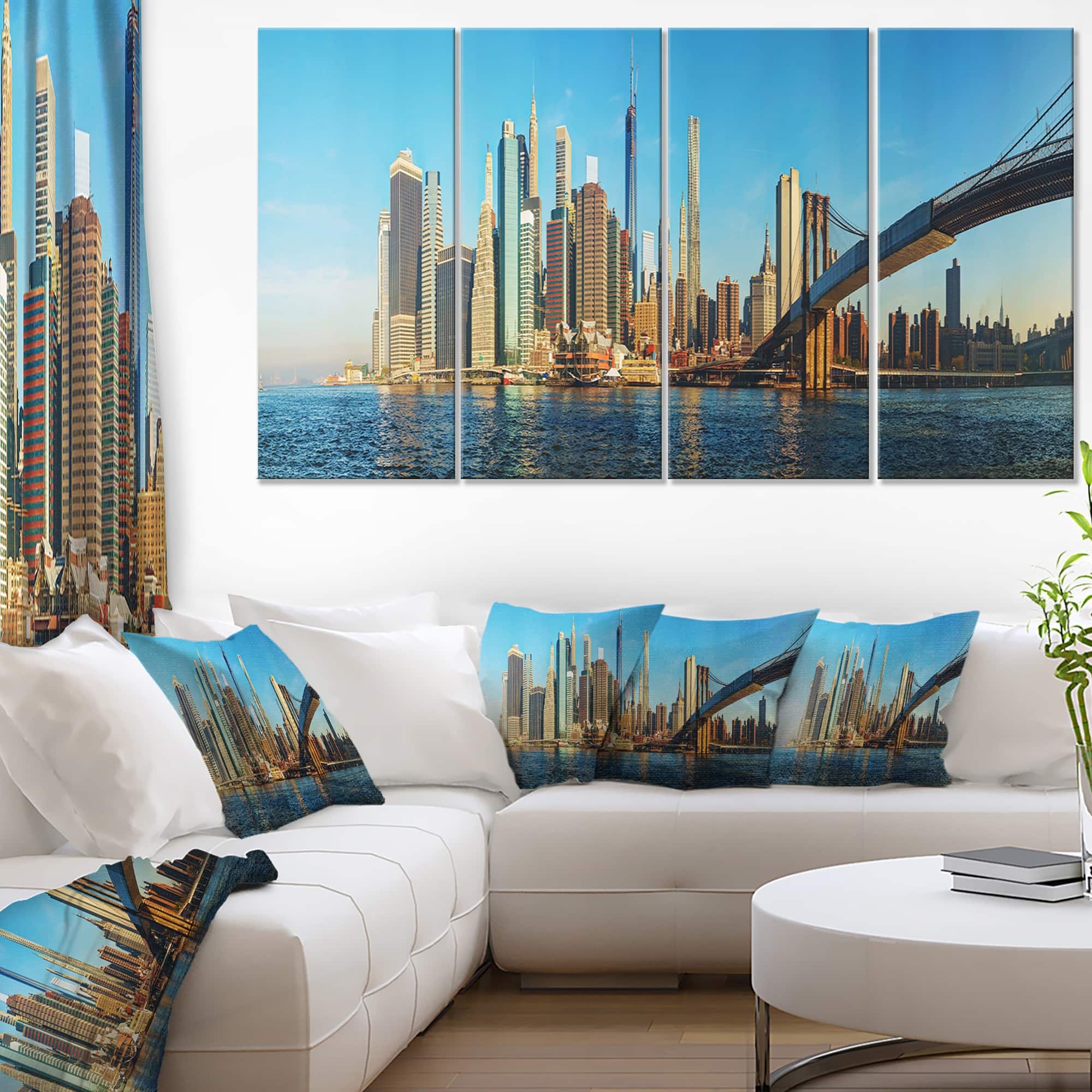 New York City with Brooklyn Bridge Cityscape Canvas print Multi