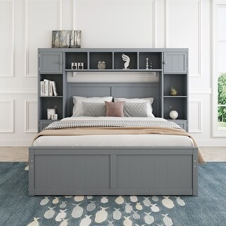 Full Size Platform Bed with 4 Drawers and All-in-One Cabinet and Shelf ...