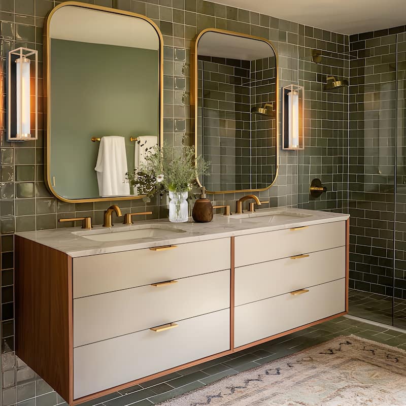 1-Light Modern Black Gold Wall Sconce Cylindrical Frosted Glass Bathroom Vanity Lights for Bathroom - 4.5" L x 5" W x 18" H