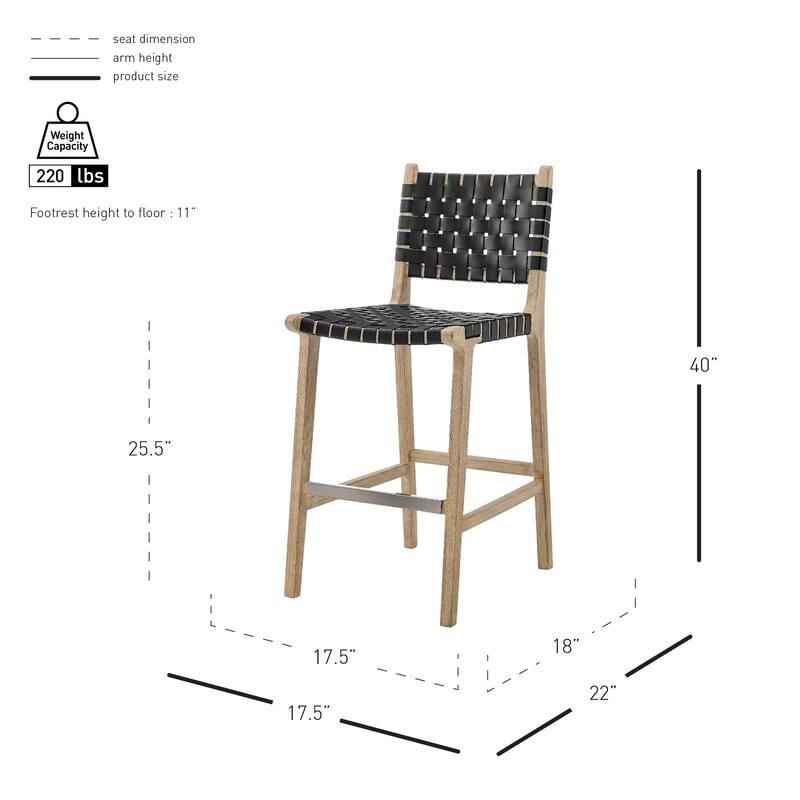 NPD Furniture Marco Faux Leather Counter Stool Drift Wood Frame