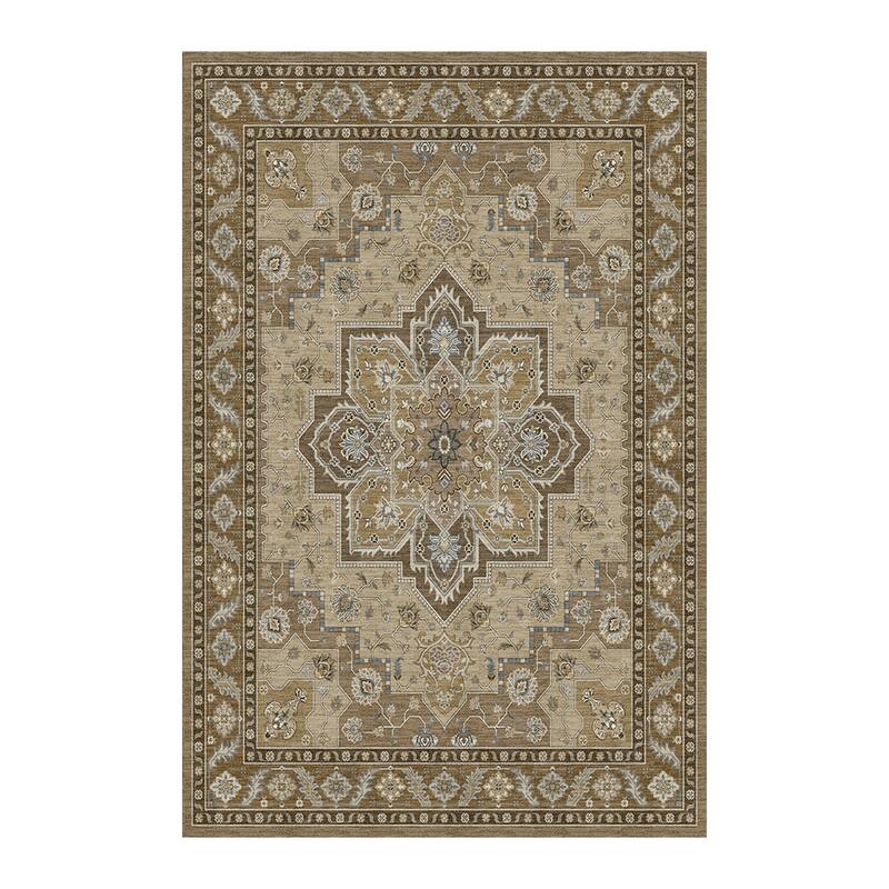 Machine Washable Vintage Area Rug, Low Pile Rug Non-slip - 3x5 - Brownish