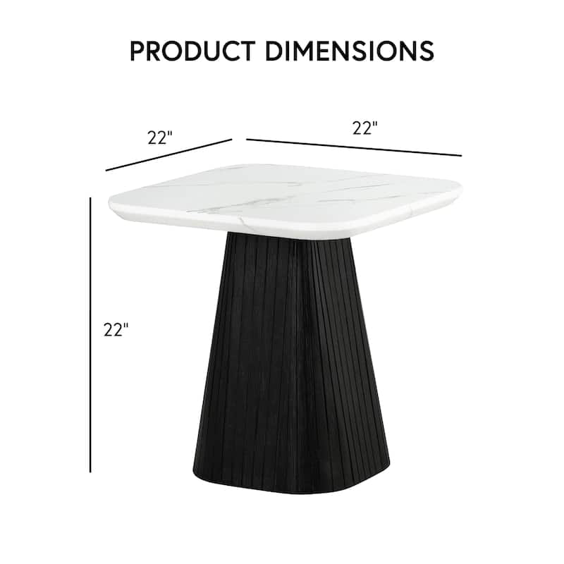 Furniture of America Tonix Modern White and Black Square Faux Marble Top End Table