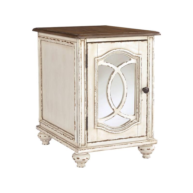 Signature Design by Ashley Nettle Bank White and Brown Wooden Chairside End Table
