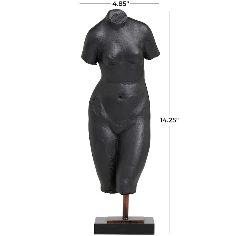 Black Polystone Woman Decorative Sculpture