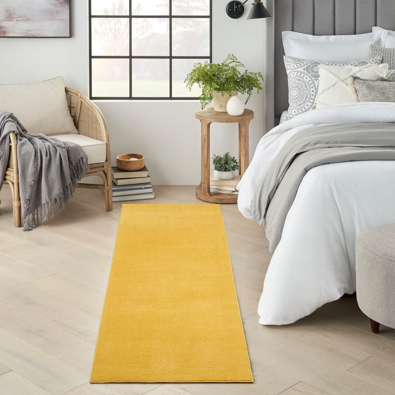Nourison Modern Solid Indoor/Outdoor Area Rug - 6' Runner - Yellow