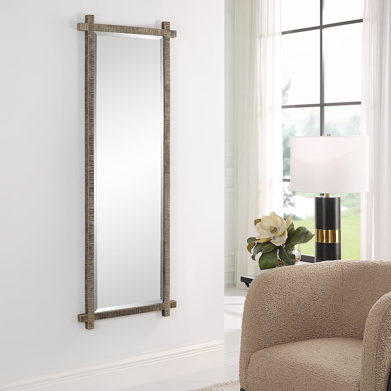 Uttermost Abanu Ribbed Gold Dressing Mirror - 22 W X 60.25 H X 1.25 D (in)