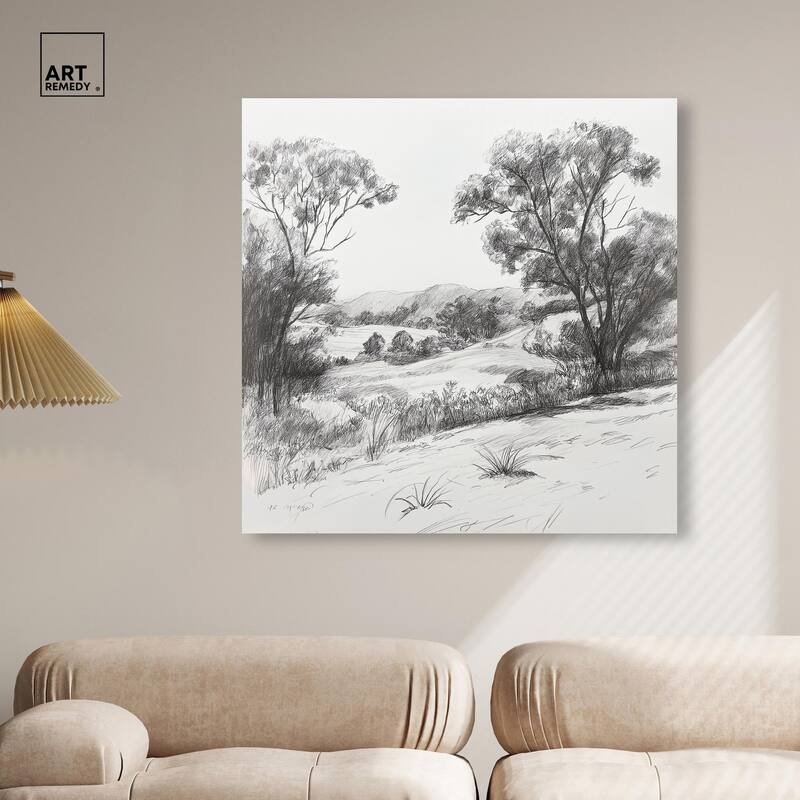 Charcoal Countryside Canvas by Art Remedy, Gallery Wrapped