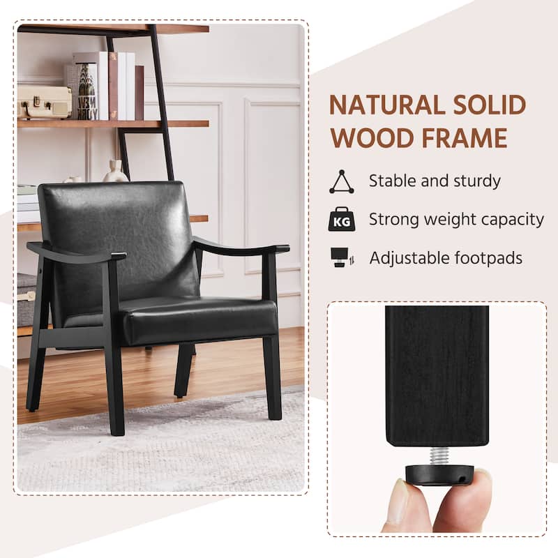 Yaheetech Upholstered Accent Chair Boucle Armchair with Solid Wood Legs - 24.5" L × 28" W × 29" H