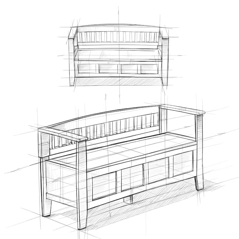 WYNDENHALL Riverside 48 inch Wide Entryway Storage Bench - 20 inch wide