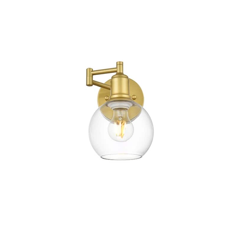 Dabe 1 Light Black and Clear Swing Arm Wall Sconce