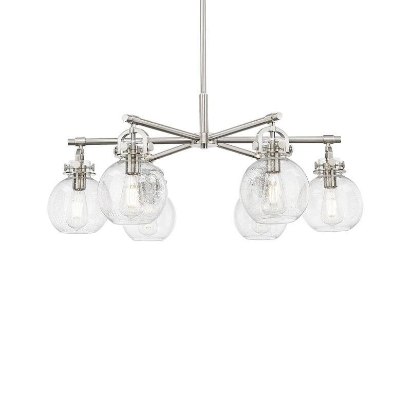Innovations Lighting 411-6CR-16-26 Newton Sphere Chandelier Newton - Satin Nickel / Seedy