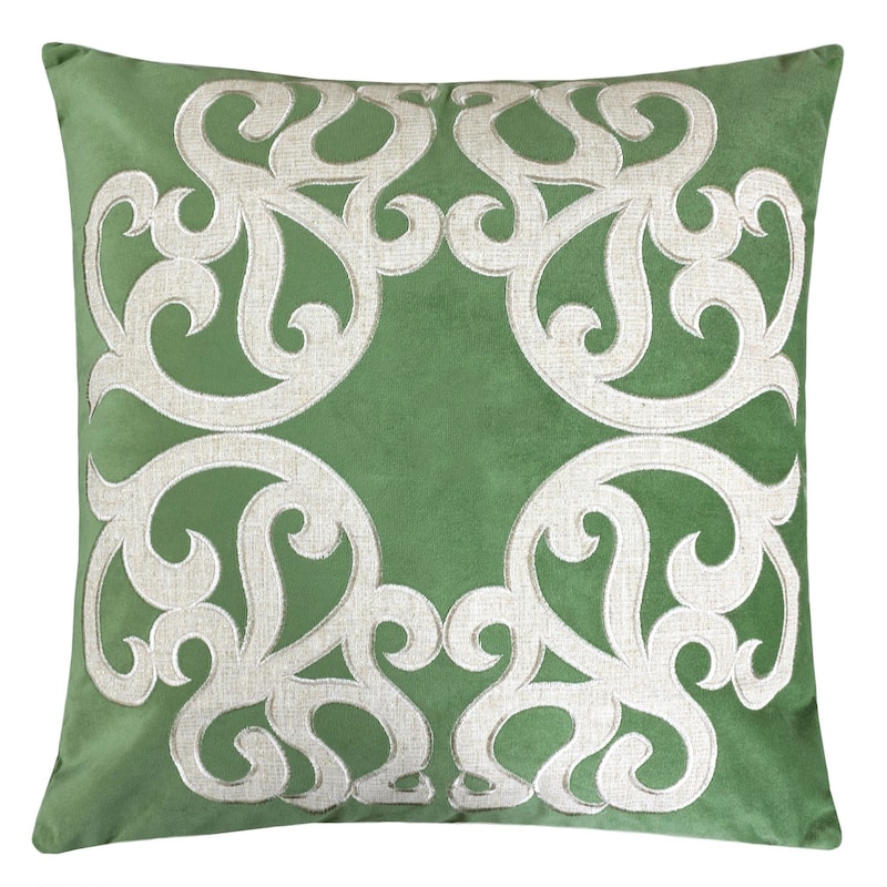 Vintage Vine Throw Pillow Set of 2, 20"x20" Polyester Velvet Cushion Covers with Hidden Zipper - Green