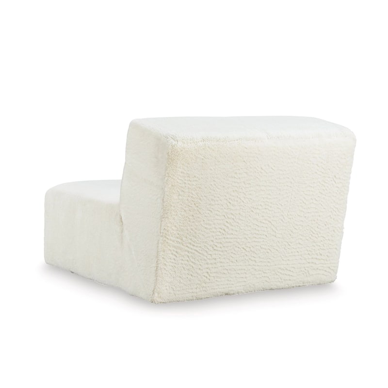 Accent Chair, Cushioned Tufted Seat and Back, White Polyester Faux Fur