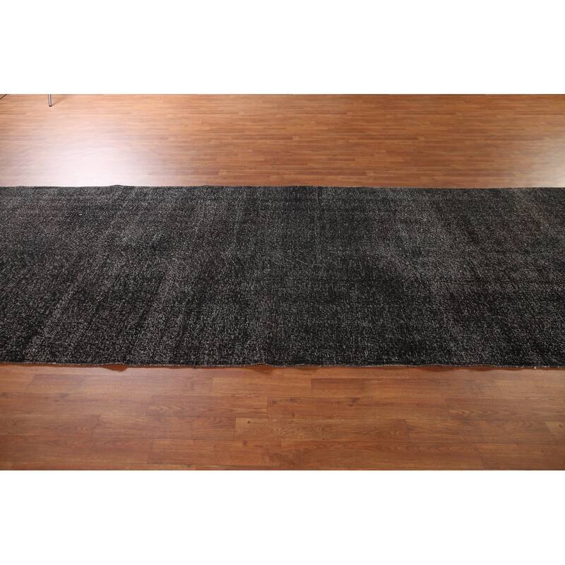 Distressed Over-Dyed Anatolian Turkish Vintage Handmade Wool Carpet - 4'10" x 13'3"
