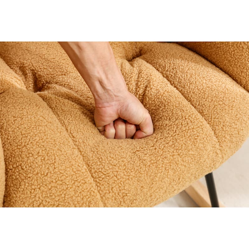 Khaki Teddy 31.5" High Back Buttons Tufted Rocking Chair