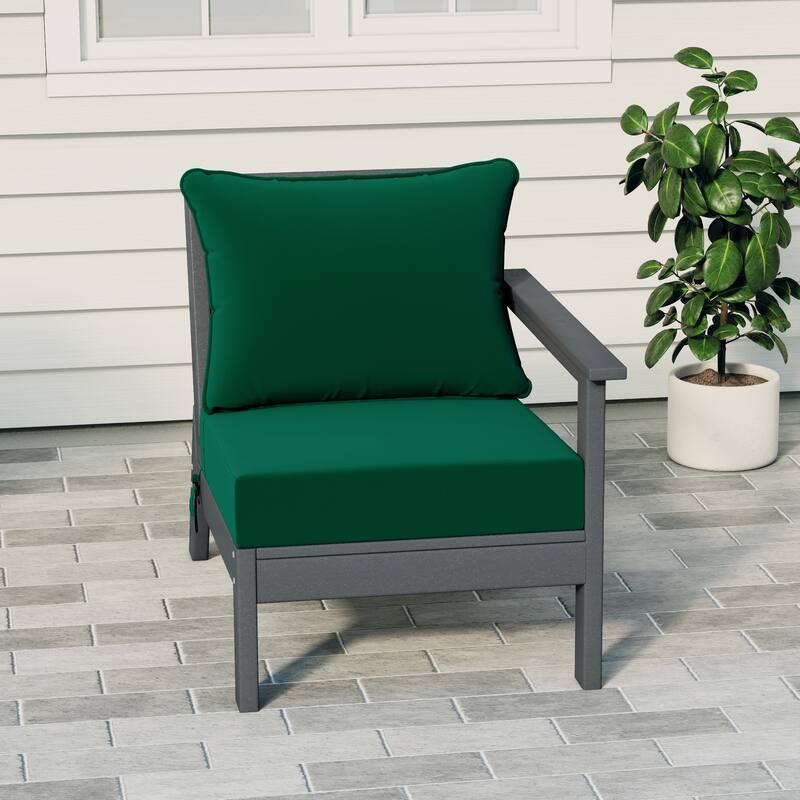 Birchwood All Weather HDPE Outdoor Patio Deep Seating Gray Right Arm Facing Chair With Cushions (1-Piece) - Gray/Green