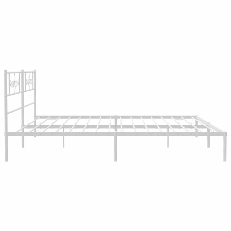 vidaXL 12 Inches White California King Metal Bed Frame No Mattress - 86.2" x 73.6" x 35.4"