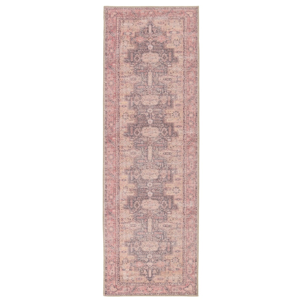 Cosima Machine Washable Medallion Pink/ Dark Purple Area Rug
