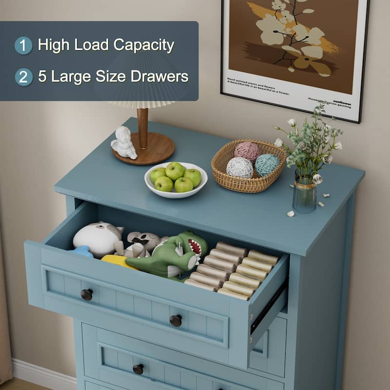 Vintage 5 Drawers Chest Classic Storage Cabinet with Metal Handle