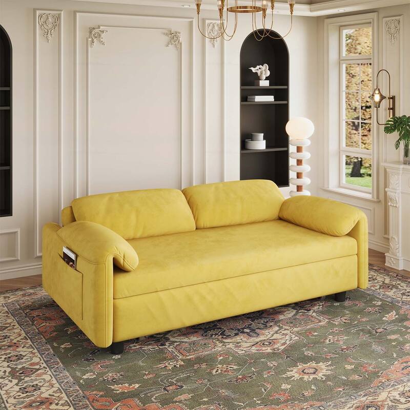 Sofa Centric Design: 54-Inch Sofa Bed with Dual Purpose - A Stylish Retractable Bed for Your Living Room