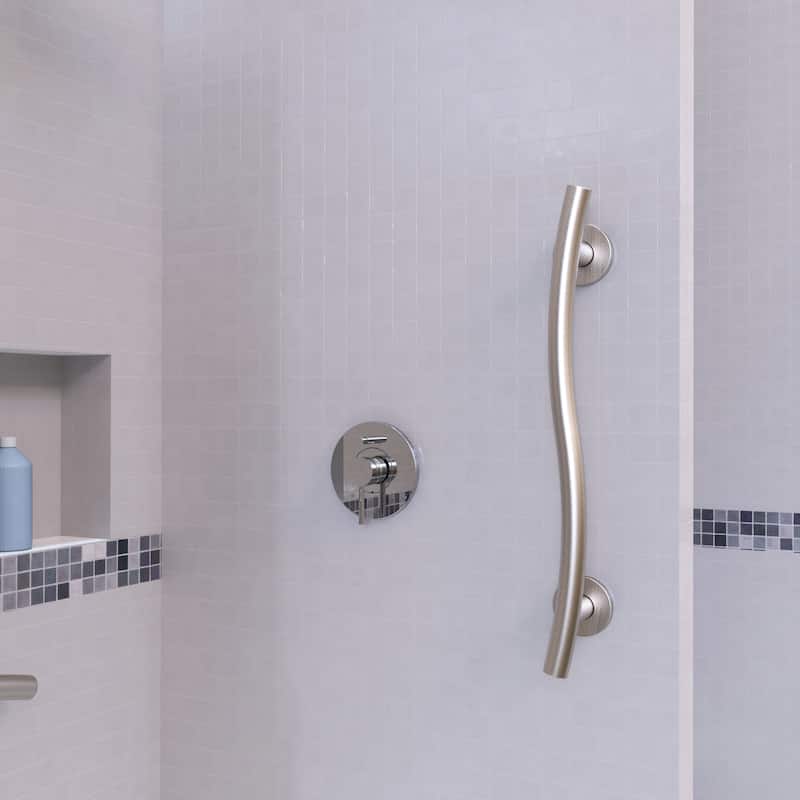 Keeney Wave Designer Grab Bar 1.25 Dia x 24 in., Brushed Nickel