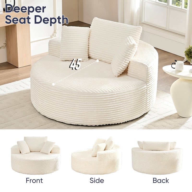 Corduroy Lazy Sofa Bean Bag Chair,Sponge Chaise Lounge Chair Indoor,Modern Sleeper Chair for Living Room Bedroom Office