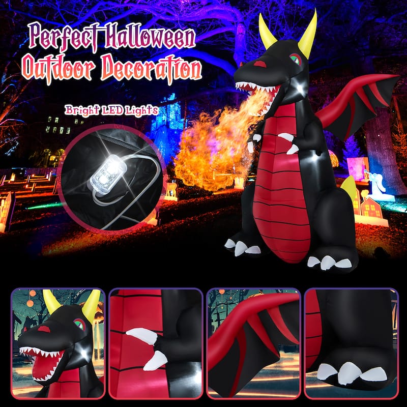 Costway 8 FT Halloween Inflatable Fire Dragon Giant Blow up Decoration - See Details