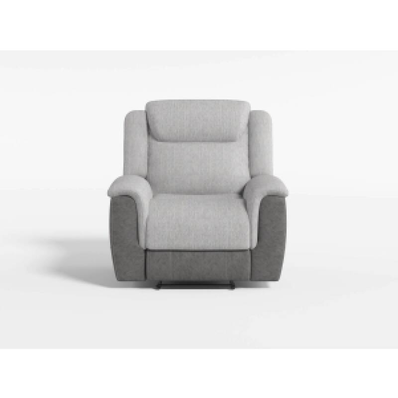 Feo Manual Reclining Chair with Pull Tab, White Gray Microfiber