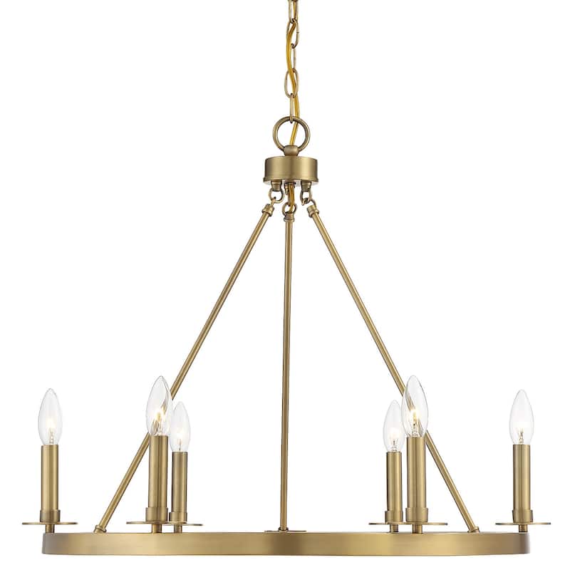 Meridian M10093 6 Light 26" Wide Taper Candle Style Chandelier - Natural Brass