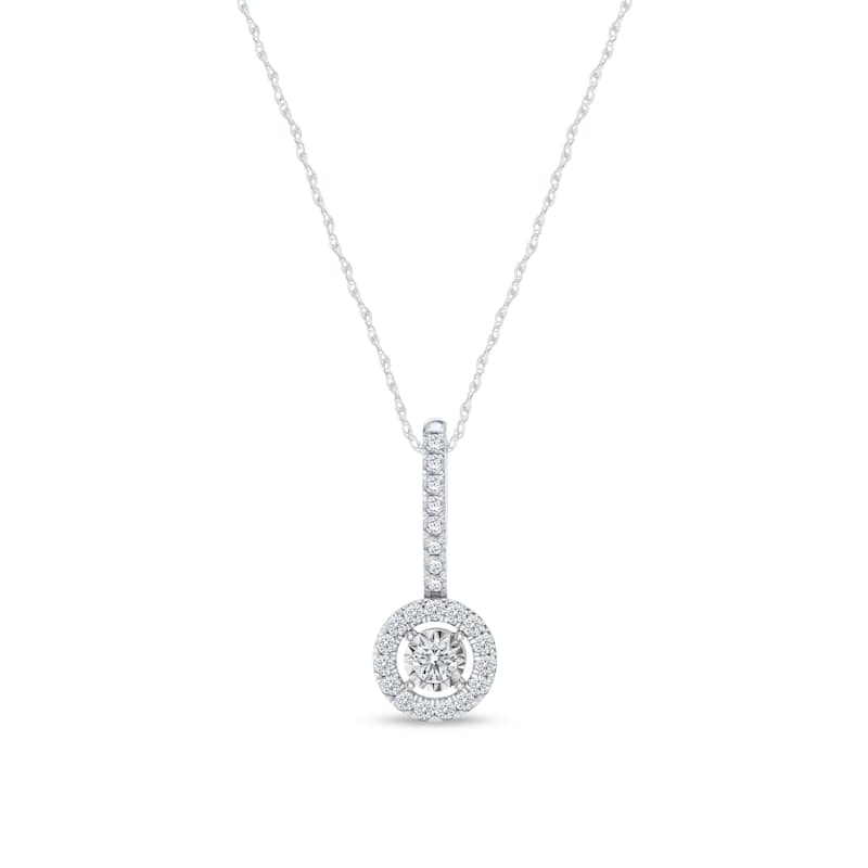 IGI Certified 1/4ct TDW Diamond Halo Pendant Necklace in 10K Gold for Women - White