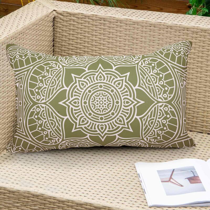 Decorative Indoor Outdoor Weatherproof Lumbar Throw Pillows with Inserts – 12X20 Inches
